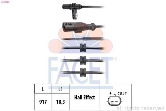 Sensor, ABS FACET 21.0254 Sensor, ABS FACET 21.0254