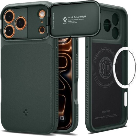 Spigen Optik Armor MagSafe Mobildeksel til iPhone 17 Pro Max - Abyss Green