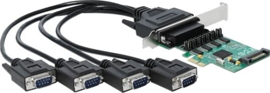 Delock Pci Express Card To 4 X Serial Rs-232 With Voltage Supply Seriell Adapter Pci Express X1 Lav Profil Rs-232 X 4 Grønn 89938