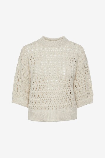 pieces - Genser pcMasha 3/4 O-neck Knit - Beige