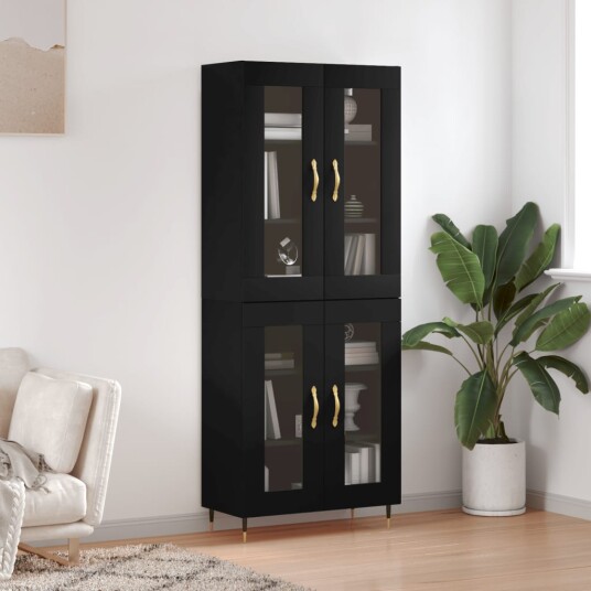 vidaXL Highboard svart 69,5x34x180 cm konstruert tre 8720845476809