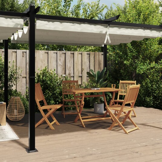 Hagepaviljong med uttrekkbar tak kremhvit 3x6 m aluminium 3217061 Hagepaviljong med uttrekkbar tak kremhvit 3x6 m aluminium 3217061