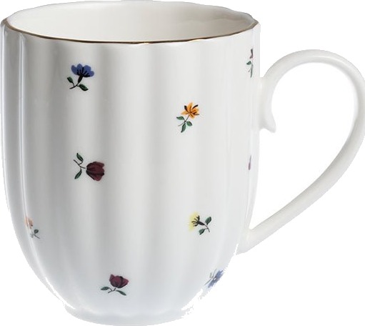 Nova Lilly Krus m/Blomster og Gullkant 32cl Hvit