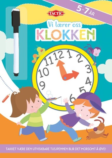 Vi lærer oss klokken aktivitetsbok med utviskbar tusj 5-7 år