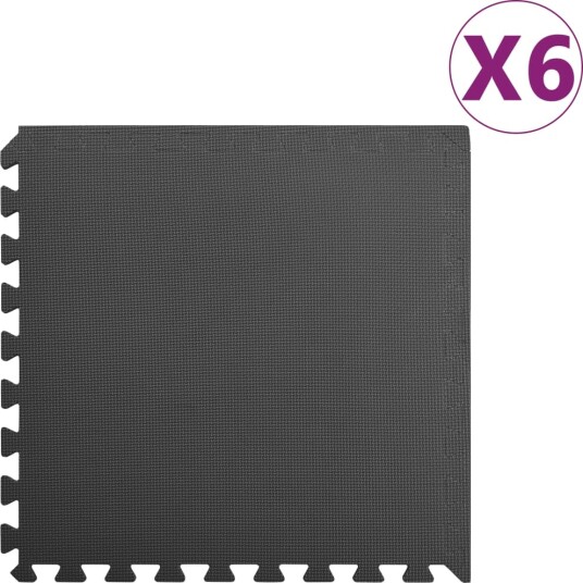 Gulvmatter 6 stk 2,16 ㎡ EVA-skum svart - Gulvmatter 6 stk 2,16 ㎡ EVA-skum svart -