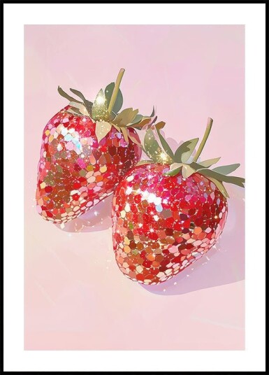 Sparkling Strawberries Poster Plakat / 50x70cm