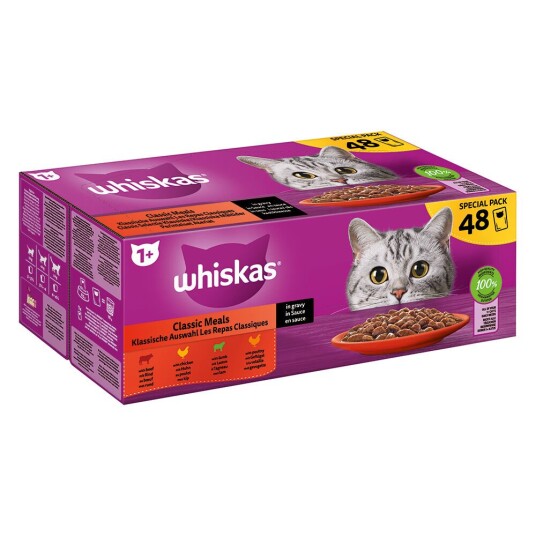 Whiskas Megapakke 1+ 48 X 100/85 G G Porsjonsposer Klassisk Utvalg I Saus (Storfe Lam Fjærkre Kylling) Whiskas Megapakke 1+ 48 X 100/85 G G Porsjonsposer Klassisk Utvalg I Saus (Storfe Lam Fjærkre Kylling)