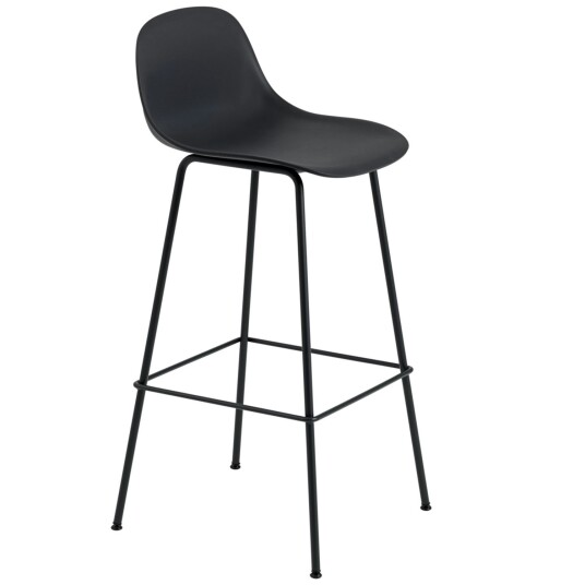 Muuto Fiber Tube Barstol med Ryggstøtte 75 cm Sort / Antrasitt Muuto Fiber Tube Barstol med Ryggstøtte 75 cm Sort / Antrasitt