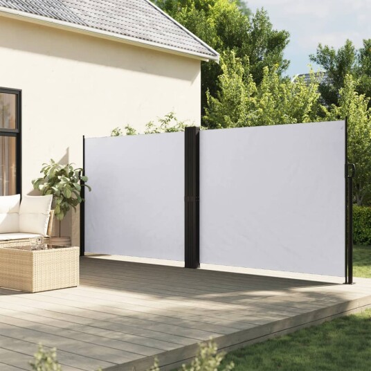 Uttrekkbar sidemarkise hvit 160x1000 cm 4004736