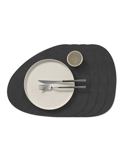 LIND DNA 4-Set Table Mat Curve L Corduroy - Black - 37X44CM