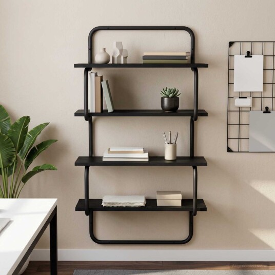 vidaXL 4 nivå vegghylle Svart eik 60 x 24,5 x 104 cm Konstruert tre