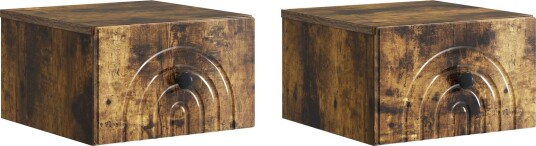  Vegghengt Nattbord med skuff 2 pcs Røkt Eik 33 x 34,5 x 20 cm