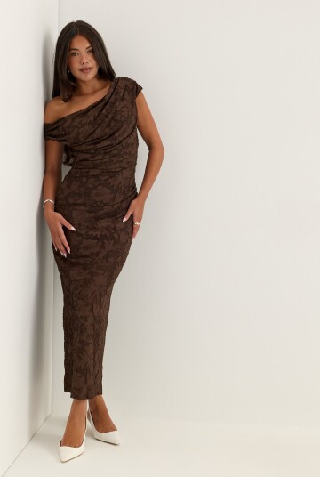 Bubbleroom Occasion Asymmetric Jacquard Stretch Ankle Dress