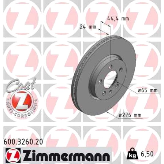Bremseskive ZIMMERMANN 600.3260.20
