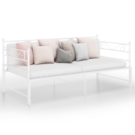 vidaXL Uttrekkbar ramme til sovesofa hvit metall 90x200 cm vidaXL Uttrekkbar ramme til sovesofa hvit metall 90x200 cm