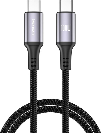 NEXTBATT USB-C til USB-C kabel 100W,  5A, 2m - Svart