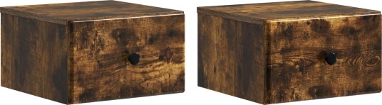  Vegghengt Nattbord med skuff 2 pcs Røkt Eik 34,5 x 33 x 20 cm