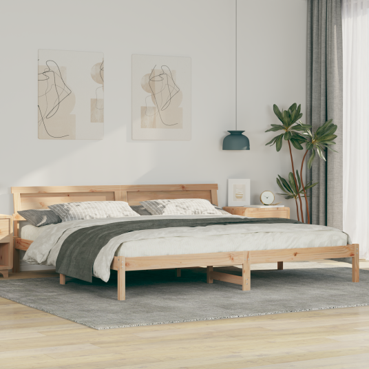 Sengestamme med LED  stripelys med hodegjerde Brun 200 x 200 cm Heltre furu
