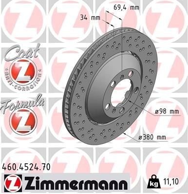 Bremseskive ZIMMERMANN 460.4524.70