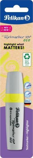 Pelikan Textmarker 490 Eco 1 Stykker Gult Meisel Tupp Resirkulert Plast Fet/Fin/Middels 1 Mm