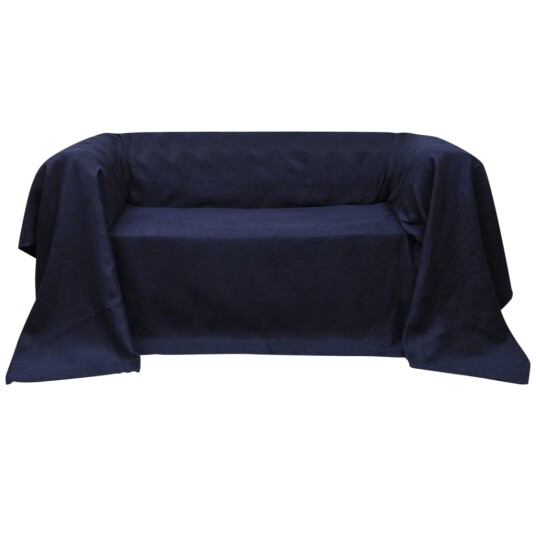 Mikro semsket sofa overtrekk marineblå 210 x 280 cm Mikro semsket sofa overtrekk marineblå 210 x 280 cm