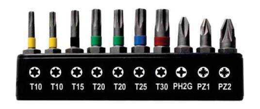 Bahco 59/S10BC Bitssett 10 deler, fargekodet