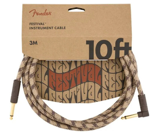 Fender Festival Instrument Cable 10' Angled, Pure Hemp, Brun Stripe Fender Festival Instrument Cable 10' Angled, Pure Hemp, Brun Stripe