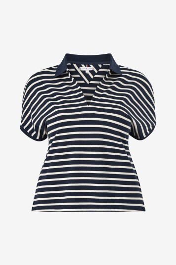 Tommy Hilfiger Curve - Topp Crv Lyocell Open-NK Polo SS - Blå