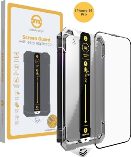 Mobile Origin Skjermbeskyttelsesglass til iPhone 14 Pro - Hardt, Gjennomsiktig med Svart Ramme