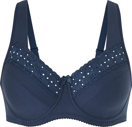 Miss Mary of Sweden Spile BH Broderie Anglaise Classic Cotton Wired Bra Blå