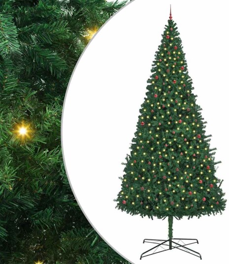  Juletre med dekorative strenglys grønn 400 cm PVC