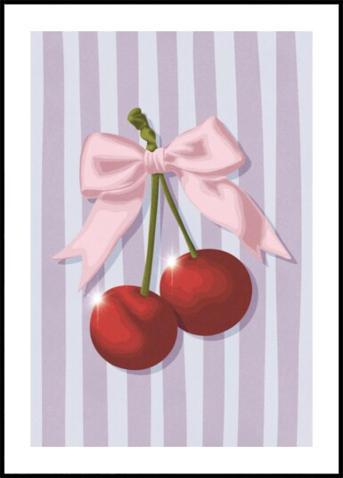 Sweet Pink Bow Cherries Plakat / 50x70