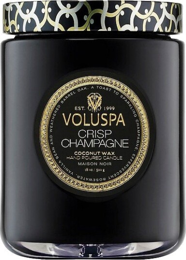 Voluspa Crisp Champagne Large Glass Jar Candle 100H Svart