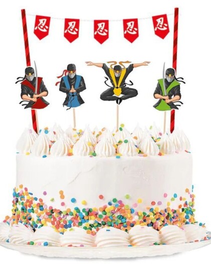 5 Delers Kake Dekorasjonsett Ninjaparty