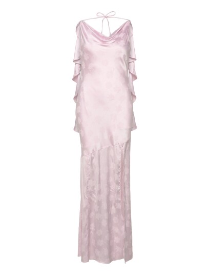 ROTATE Birger Christensen Maxi Waterfall Dress Pink 36