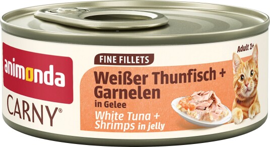 Animonda Carny Adult Fine Fillets i Gelé Våtfôr Hvit Tunfisk & Reker 12x60g