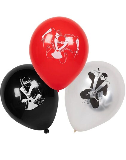 6 stk 25 cm Latexballonger med Ninjamotiv Ninjafest