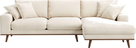 Copenhagen Premium 4 personers Højrevendt L formet Dyb Divansofa i Chenille Lys beige