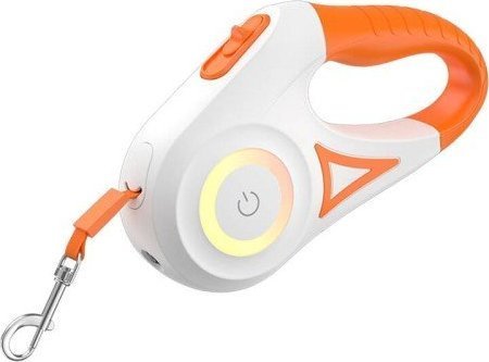 Rojeco 5M Led Automatic Leash (Orange And White)