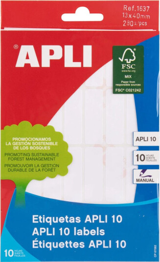 Apli Etikett 13x40mm hvit (280)