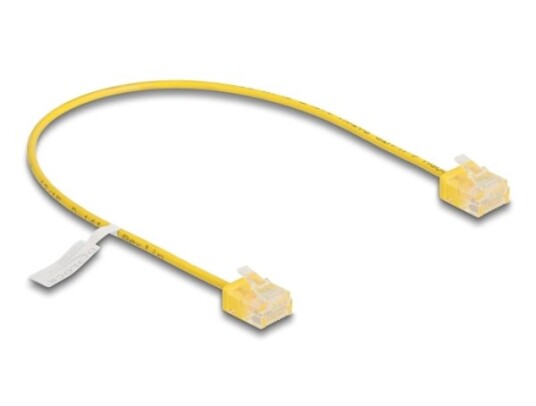 Delock Rj45 Nettverkskabel Cat.6 Utp Ultra Slim 0,3 M Gul Med Korte Plugger