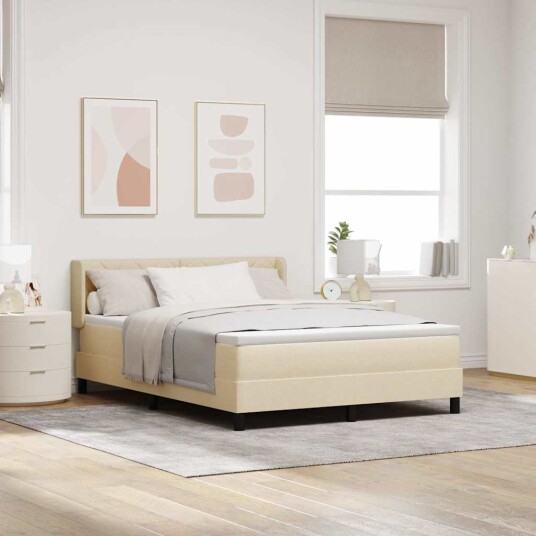 Box Spring Seng med Madrass Krem 160x200 cm Stoff