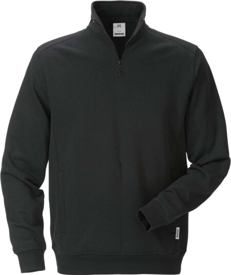 Fristads Sweatshirt Med Kort Dragkedja 7607 Sm Svart 3xl