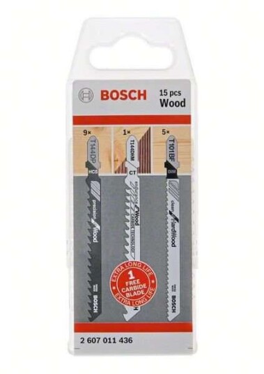 Bosch 15-Deler Stikksagbladsett for Tre - T-Skaft Bosch 15-Deler Stikksagbladsett for Tre - T-Skaft