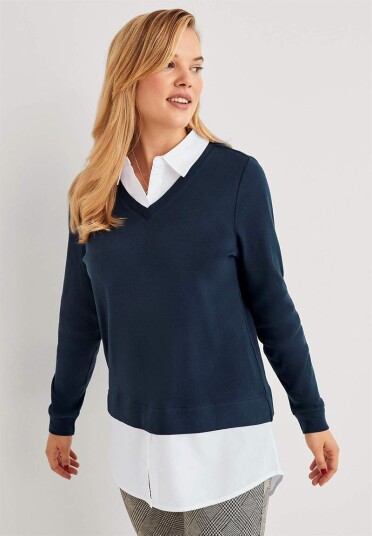 Cellbes Jerseytopp med fastsydd skjortekrage Betty 34/36