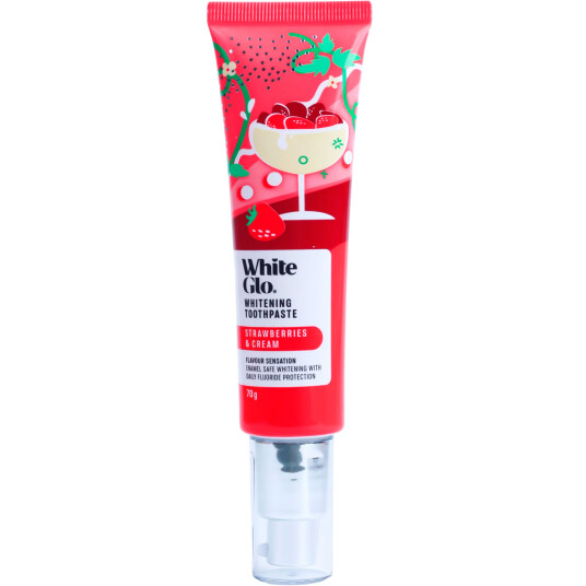 Whitening tannkrem WHITE GLO jordbær og Cream 70gr