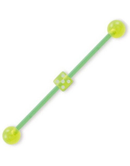 Aab Ørebarbell i Grønn med Terning Strl 1.6 x 43 mm med 6 mm kule