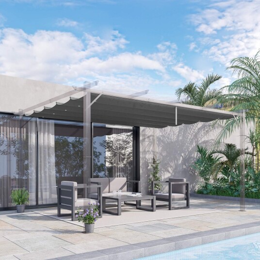 Erstatningstak for Pergola 3,5 x 2,5 m Pergolatak med dreneringshull skjermdekke for hage og uteplass mørkegrå
