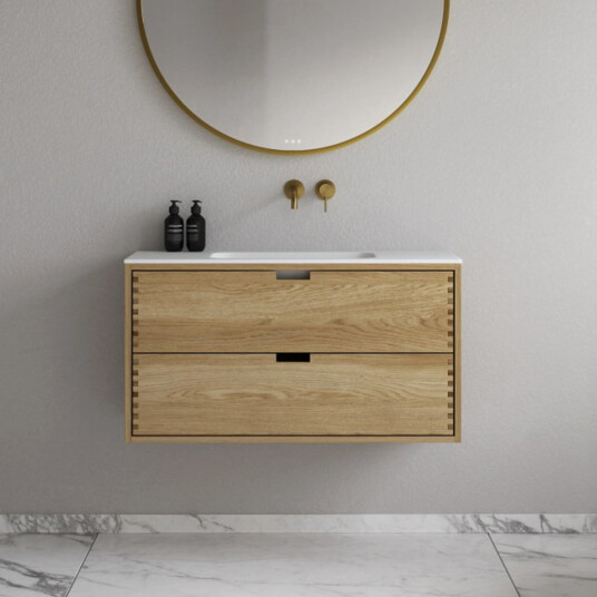 CPH Tapwork Soft 100 MKII skap i naturlig eik inkludert matt hvit SolidTec vask