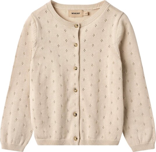 Wheat Cardigan Strikk Maia Off White m. Hullmønster Wheat 12 år (152) Cardigan Beige
